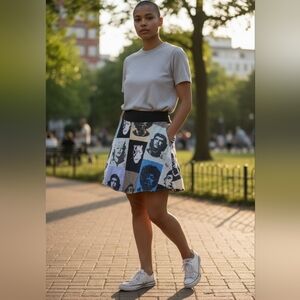 Pop Culture screen printed A line skirt